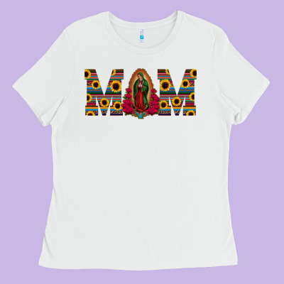 Mom Lady Of Guadalupe  Serape Sunflower Ladies Tee Designed By Jasminsmagicworld