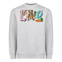Heather Grey Love Easter Rabbit Heavyweight Sweatshirt - NancyCooperArtShop
