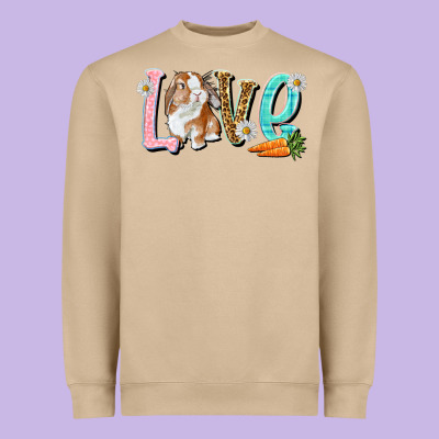 Love Easter Rabbit Heavyweight Sweatshirt Designed By Nancycooperartshop