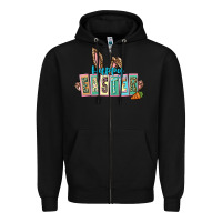 Black Happy Easter Easter Day Zipper Hoodie - CowGirlArtShop