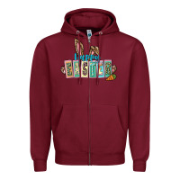 Burgundy Happy Easter Easter Day Zipper Hoodie - CowGirlArtShop