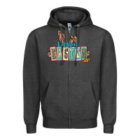 Charcoal Heather Happy Easter Easter Day Zipper Hoodie - CowGirlArtShop