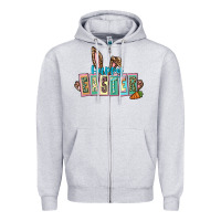 Heather Grey Happy Easter Easter Day Zipper Hoodie - CowGirlArtShop