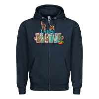 Navy Happy Easter Easter Day Zipper Hoodie - CowGirlArtShop