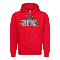 Red Happy Easter Easter Day Zipper Hoodie - CowGirlArtShop