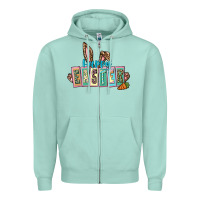 Seafoam Happy Easter Easter Day Zipper Hoodie - CowGirlArtShop