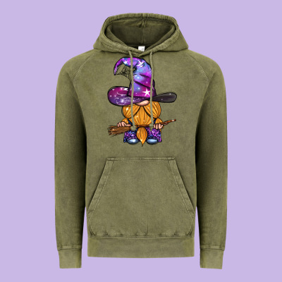 Witch Gnome With Broom Vintage Hoodie Designed By Bundleandbundleshop