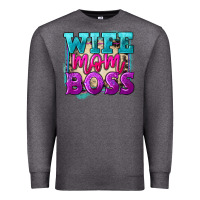 Charcoal Heather wife mom boss Premium Sweatshirt - FaDigitalArtStudio