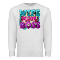 Oatmeal Heather wife mom boss Premium Sweatshirt - FaDigitalArtStudio