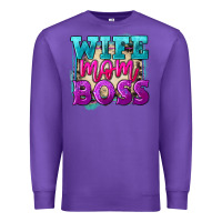 Purple wife mom boss Premium Sweatshirt - FaDigitalArtStudio