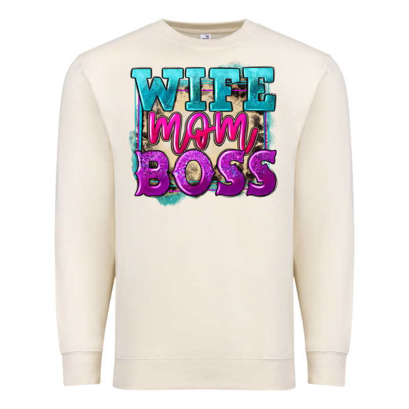 Wife Mom Boss Premium Sweatshirt by FaDigitalArtStudio | Teevron