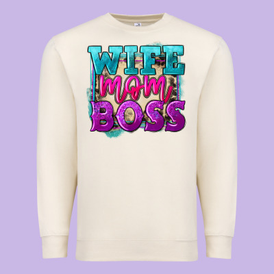 Wife Mom Boss Premium Sweatshirt Designed By Fadigitalartstudio