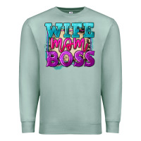 Seafoam wife mom boss Premium Sweatshirt - FaDigitalArtStudio