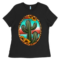 Black serape and sunflower cactus Ladies Tee - Jasminsmagicworld