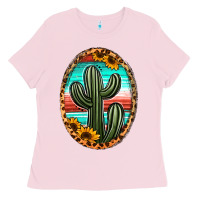 Bubblegum Pink serape and sunflower cactus Ladies Tee - Jasminsmagicworld