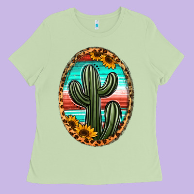 Serape And Sunflower Cactus Ladies Tee Designed By Jasminsmagicworld