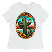 White serape and sunflower cactus Ladies Tee - Jasminsmagicworld