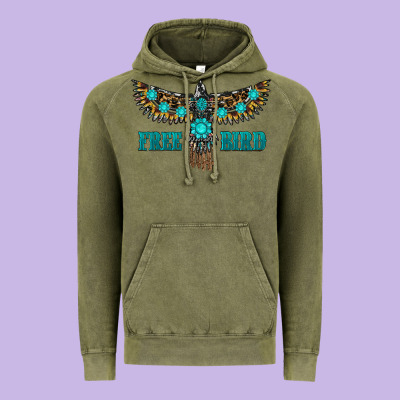 Turquoise Freebird Vintage Hoodie Designed By Ranaportraitstore