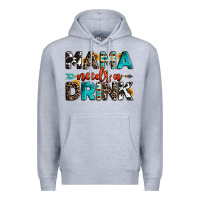 Heather Grey mama needs a drink Premium Hoodie - OliviaCreatesArt