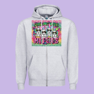 Easter Day Chilling With My Peeps Zipper Hoodie Designed By Cowgirlartshop