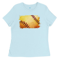 Baby Blue softball brushstroke Ladies Tee - Jasminsmagicworld