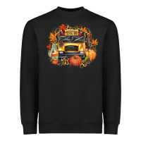 Black Fall School Bus Heavyweight Sweatshirt - texasbilliewilder