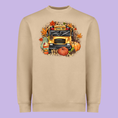 Fall School Bus Heavyweight Sweatshirt Designed By Texasbilliewilder