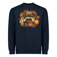 Navy Fall School Bus Heavyweight Sweatshirt - texasbilliewilder