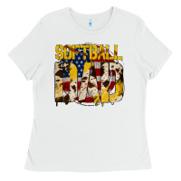 White softball dad Ladies Tee - Jasminsmagicworld