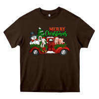 Chocolate Brown merry christmas snowman and farm animals truck Heavy Core Tee - Jasminsmagicworld