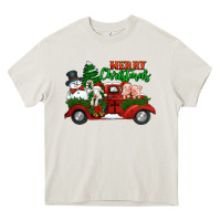 Cream merry christmas snowman and farm animals truck Heavy Core Tee - Jasminsmagicworld