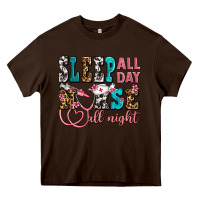 Chocolate Brown sleep all day nurse all night Heavy Core Tee - AdoDesignShop