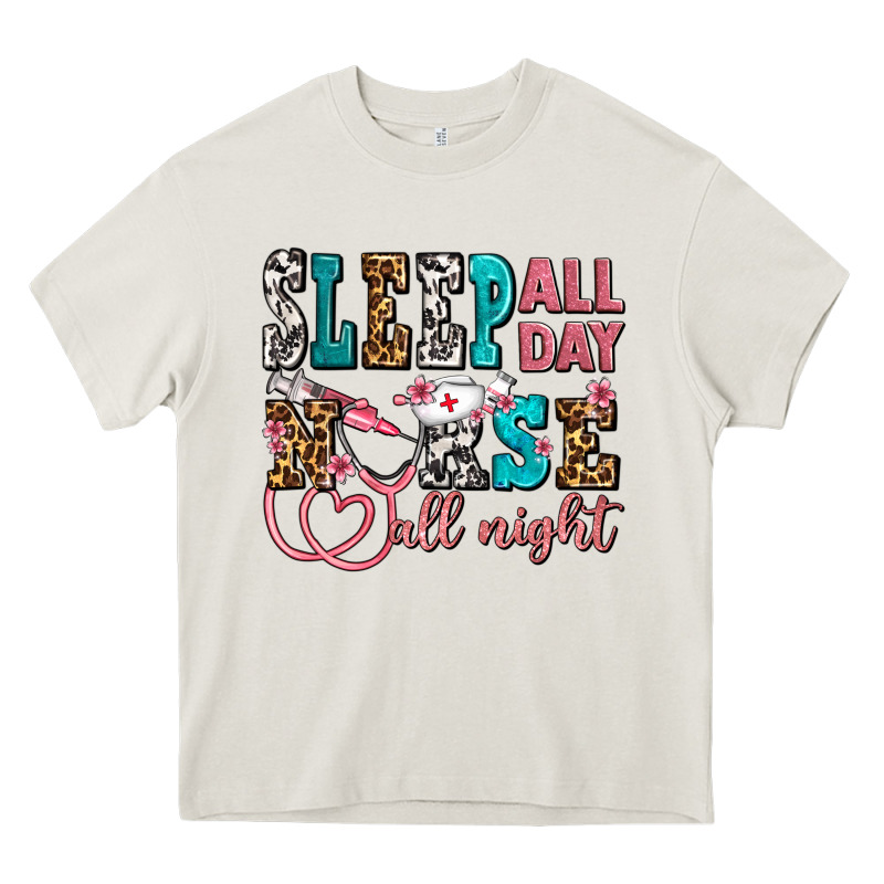 Sleep All Day Nurse All Night Heavy Core Tee by AdoDesignShop | Teevron
