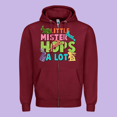 Little Mister Hops A Lot Easter Day Zipper Hoodie Designed By Cowgirlartshop