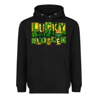 Black Lucky and blessed St. Patricks Day Heavyweight Hoodie - FaDigitalArtStudio