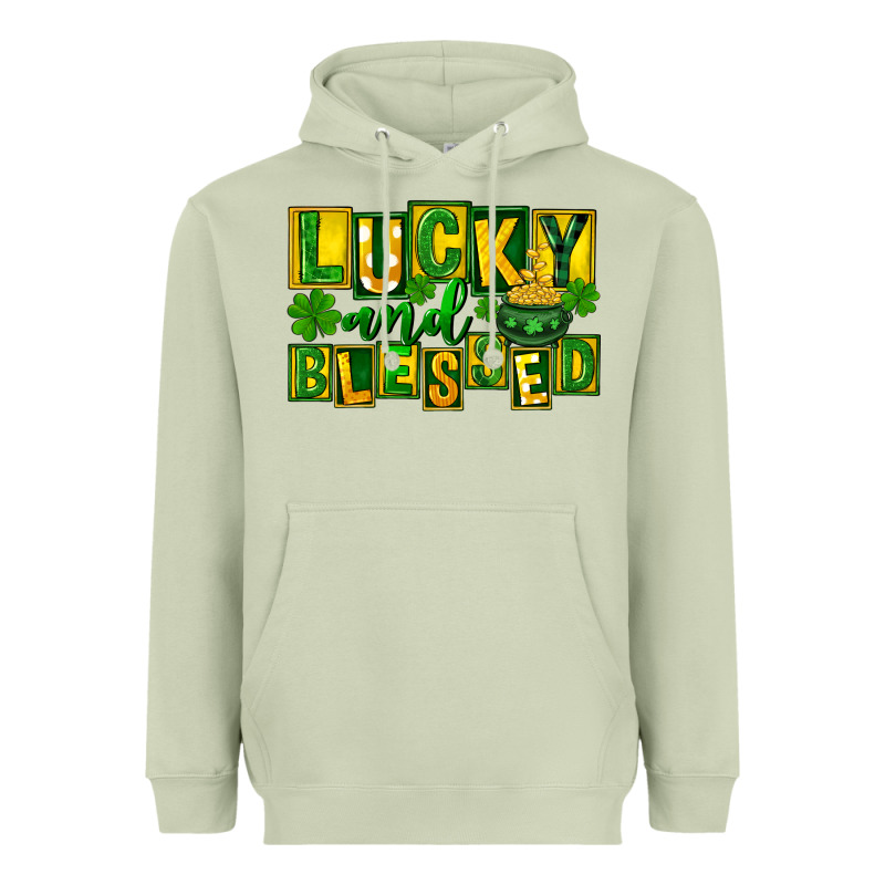 Lucky And Blessed St. Patricks Day Heavyweight Hoodie by FaDigitalArtStudio | Teevron