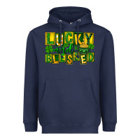 Navy Lucky and blessed St. Patricks Day Heavyweight Hoodie - FaDigitalArtStudio