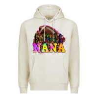 Oatmeal Heather football nana Premium Hoodie - OliviaCreatesArt