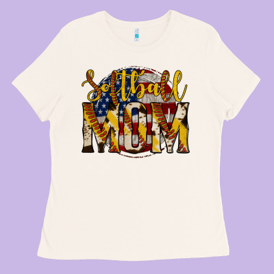 Softball Mom Ladies Tee Designed By Jasminsmagicworld