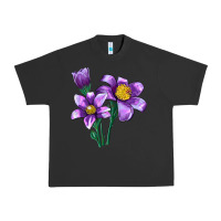 Pigment Black Pasque Flower Illustrations Urban Heavy Tee - LillyAllenDesigns