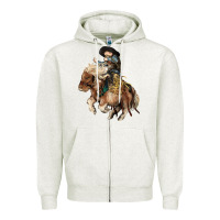 Oatmeal Heather Midilli little Cowboy kid rodeo Zipper Hoodie - HowdyJamesFarm