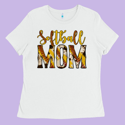 Softball Mom Ladies Tee Designed By Jasminsmagicworld