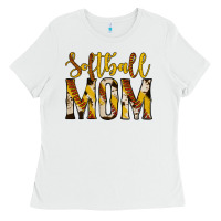 White softball mom Ladies Tee - Jasminsmagicworld