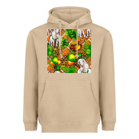 Mushroom St. Patrick's Goat Family With Balloons Seamless Heavyweight Hoodie - FaDigitalArtStudio