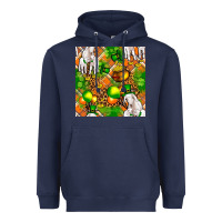 Navy St. Patrick's Goat Family With Balloons Seamless Heavyweight Hoodie - FaDigitalArtStudio