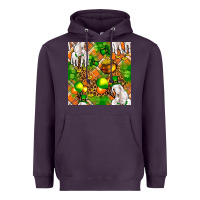 Plum St. Patrick's Goat Family With Balloons Seamless Heavyweight Hoodie - FaDigitalArtStudio