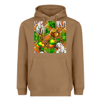 Toasted Coconut St. Patrick's Goat Family With Balloons Seamless Heavyweight Hoodie - FaDigitalArtStudio