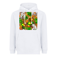 White St. Patrick's Goat Family With Balloons Seamless Heavyweight Hoodie - FaDigitalArtStudio