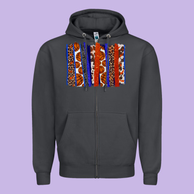 Basketball Brushstroke Zipper Hoodie Designed By Howdyjamesfarm