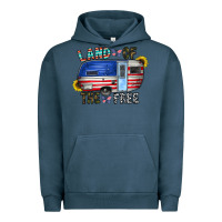 Pigment Midnight Navy land of the free Urban Hoodie - CowhideDigitalArt